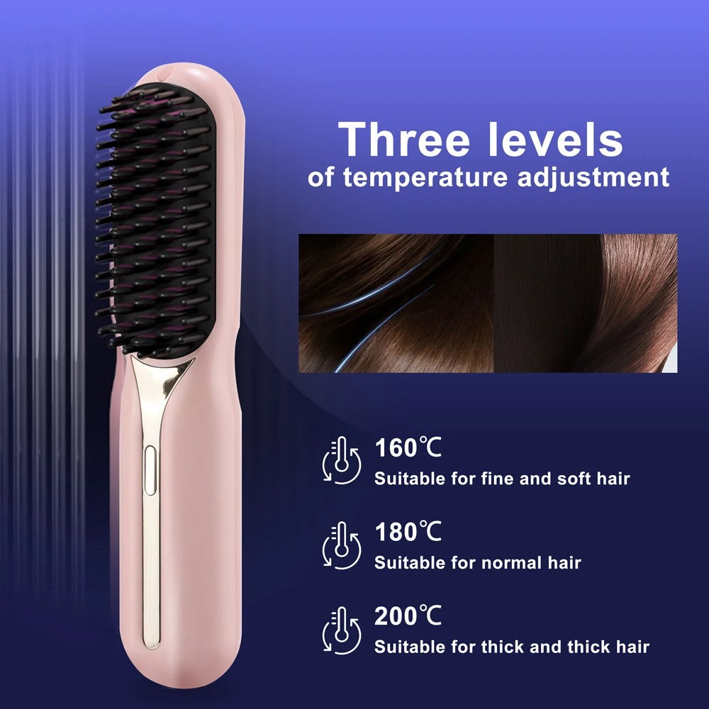 NEW!!! Mini Wireless 2-IN-1 Hair straighter Brush